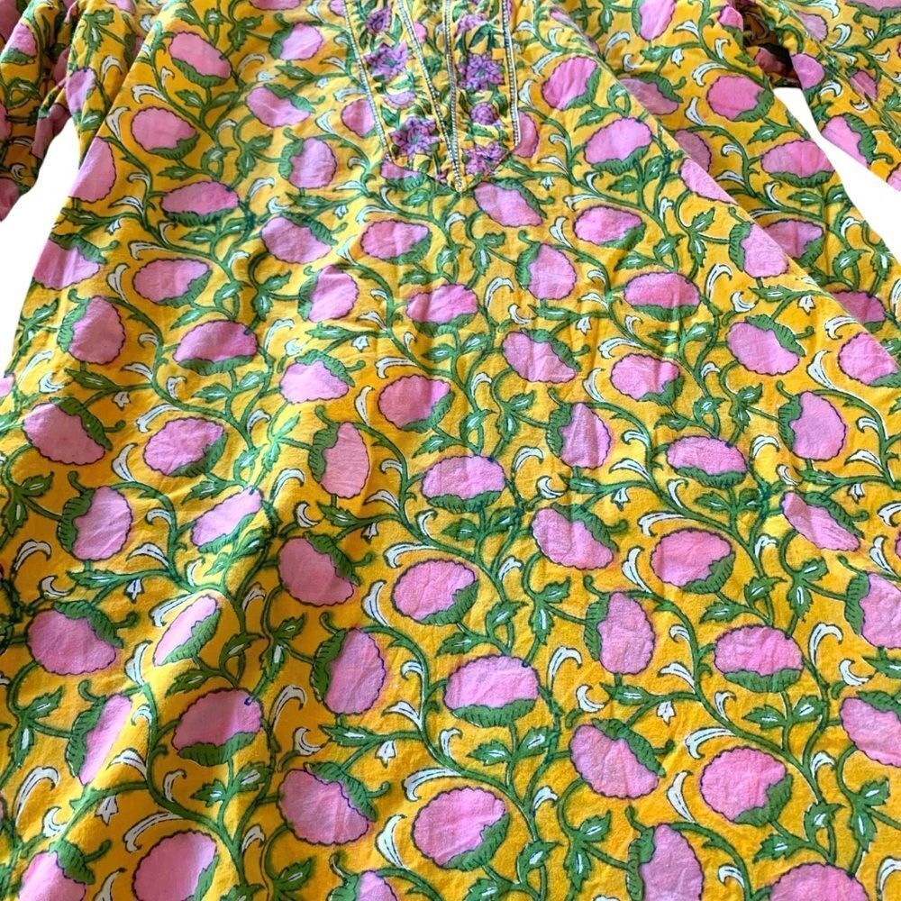 Floral Hand Block Print Dress - Picture 4 of 5